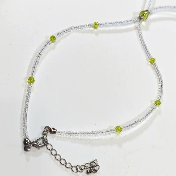 Rare! Vintage Glass Bead Heart Pendant Choker Necklace - Picture 5 of 8